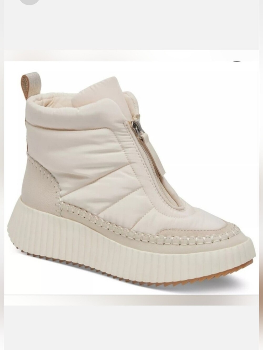 Dolce Vita Devlin Puffer Platform Cream Quilted Zip-Front Bootie NWOT